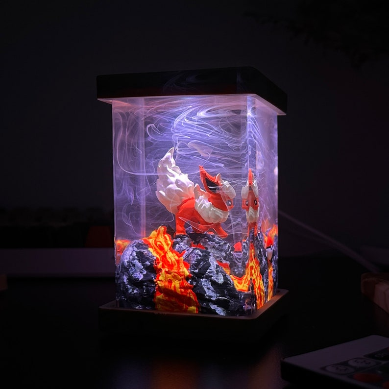 Flareon Pokemon Resin Epoxy Lamp, Night Light