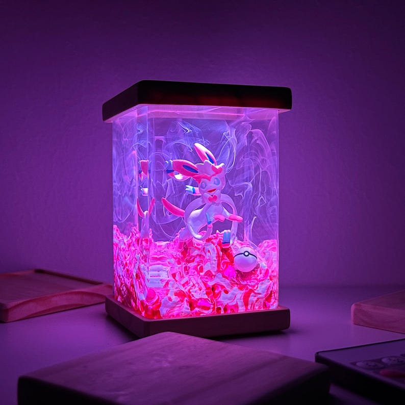 Sylveon Pokemon Resin Epoxy Lamp, Night Light