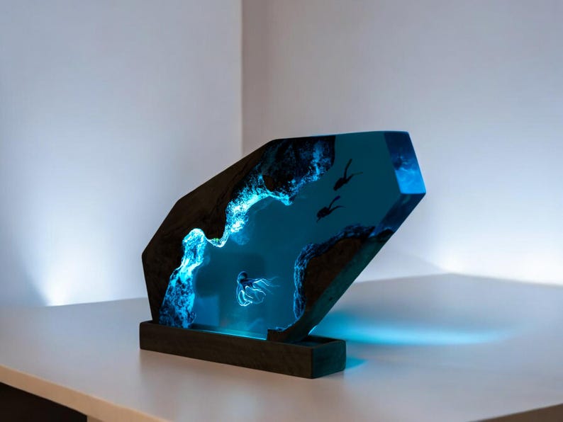 Scuba Diver Resin Epoxy Lamp, Night Light