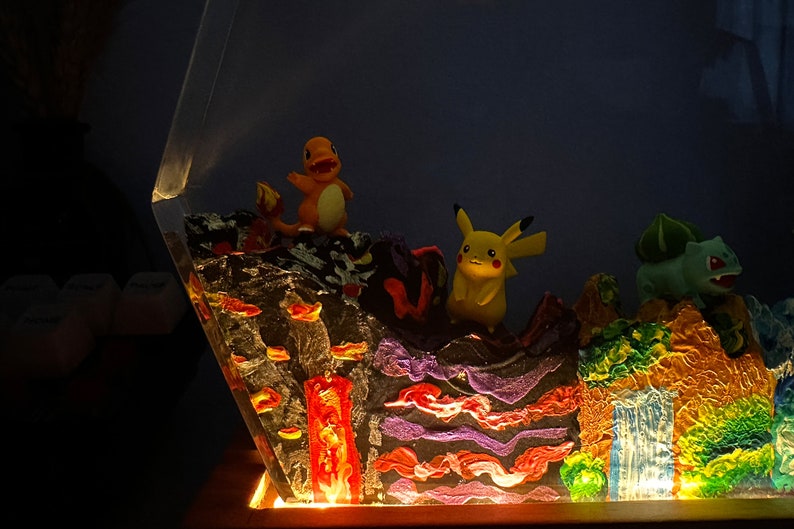 Pikachu Pokemon Resin Epoxy Lamp, Night Light