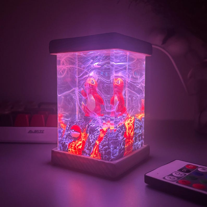 Cute Charmander Pokemon Resin Epoxy Lamp, Night Light