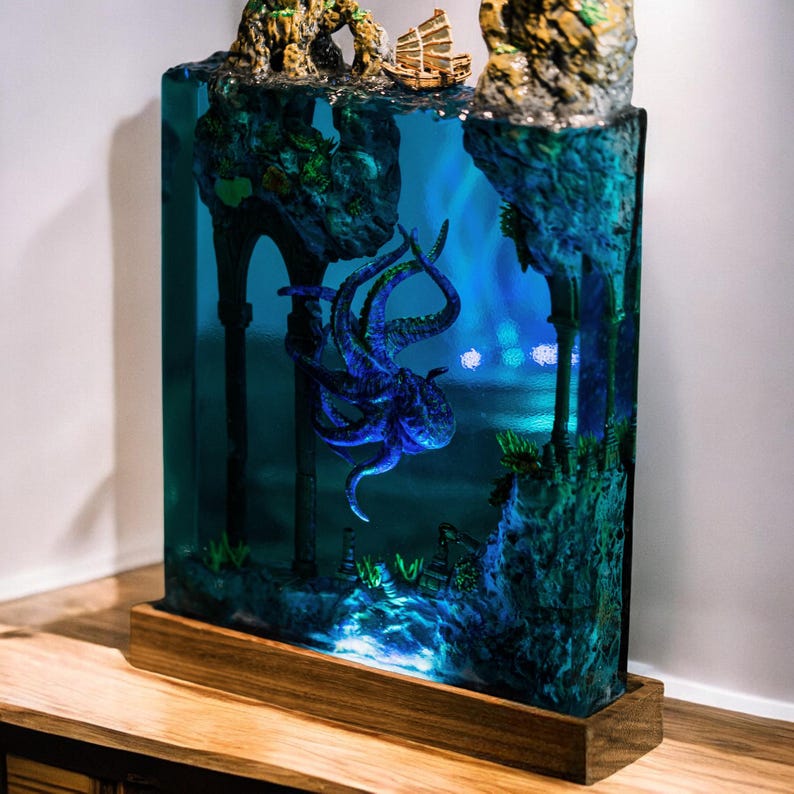 Octopus Resin Epoxy Lamp, Night Light