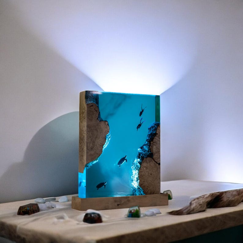 Turtle Resin Epoxy Lamp, Night Light