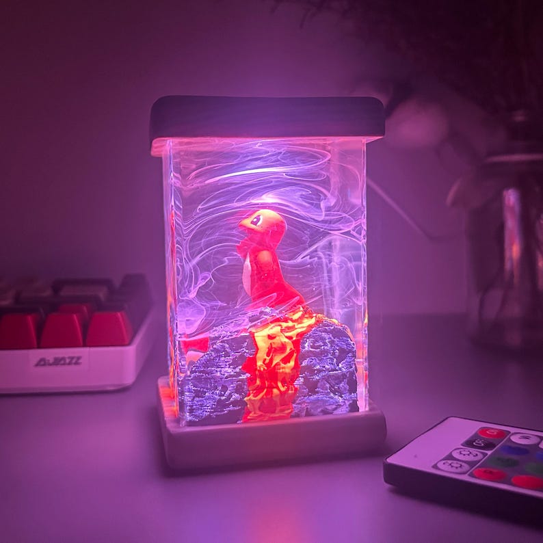 Cute Charmander Pokemon Resin Epoxy Lamp, Night Light