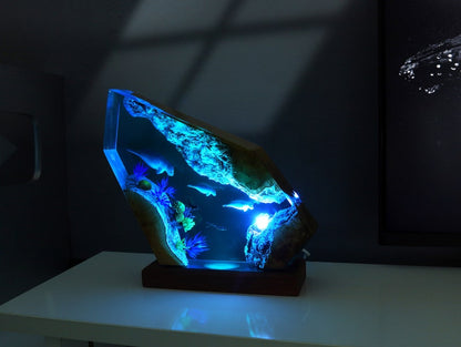 Sea Turtles & Coral Epoxy Resin Night Light