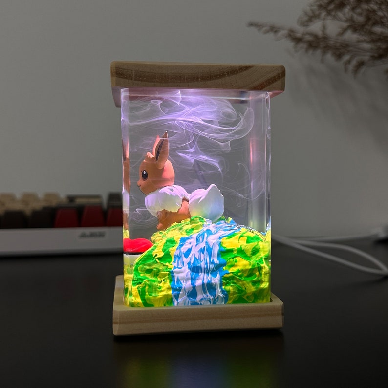 Eevee Evolution Pokemon Resin Epoxy Lamp, Night Light