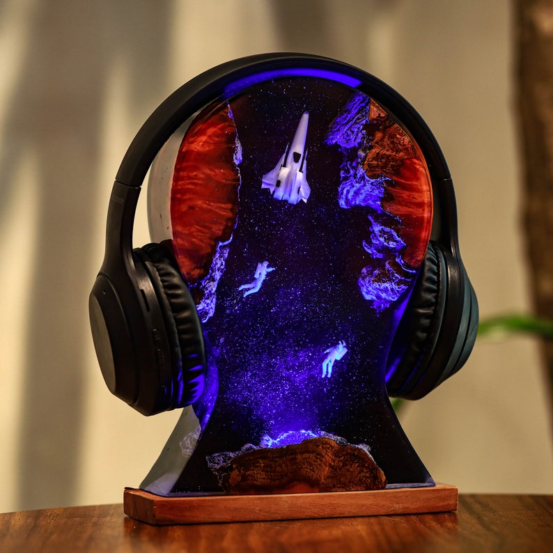 Fire and Ice Dragon Headphone Stand Resin Lamp