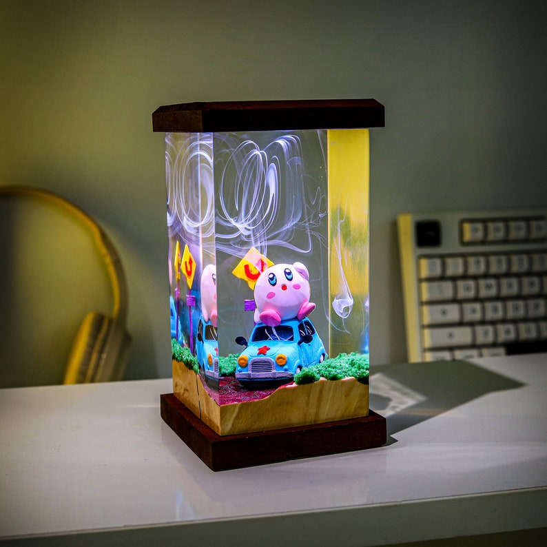 Kawaii Kirby Epoxy Lamp