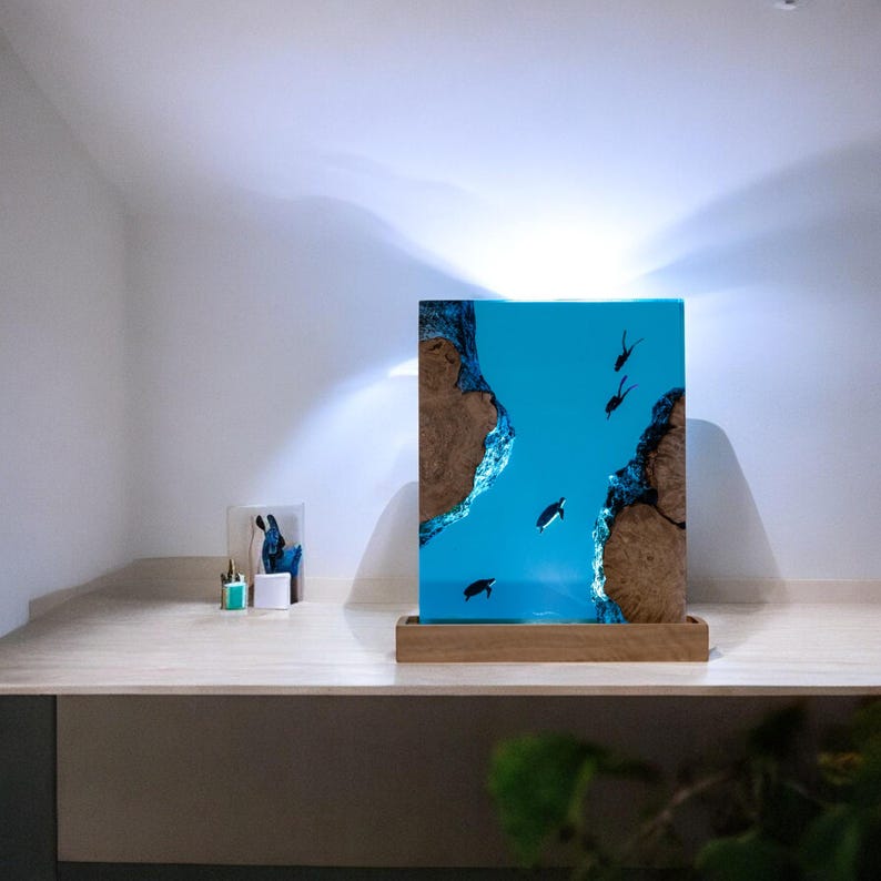 Turtle Resin Epoxy Lamp, Night Light