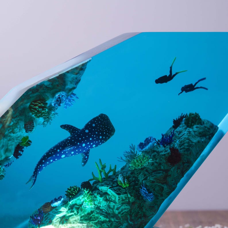 whale shark Resin Epoxy Lamp, Night Light