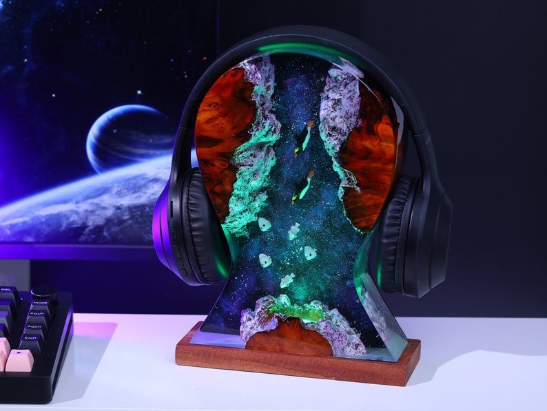 Fire and Ice Dragon Headphone Stand Resin Lamp