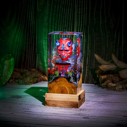 Honnari Hannya Mask and Torii Gate Epoxy Lamp