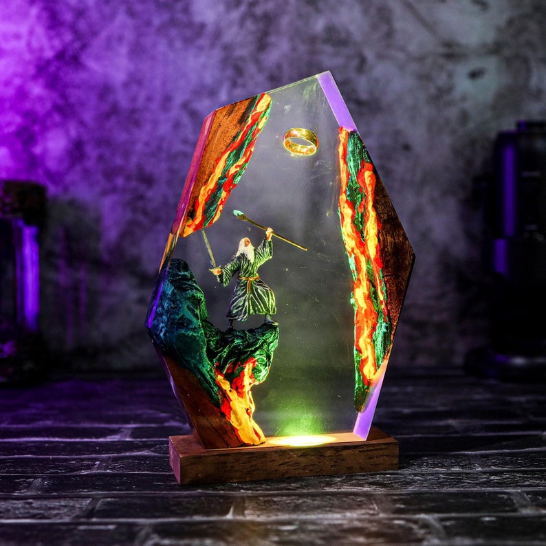 Grey Wizard Resin Ring OF Dark lord Epoxy Lamp