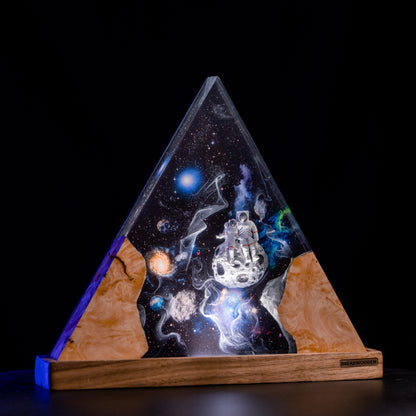 Astronauts in Galaxyspace Resin Lamp