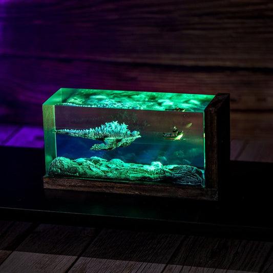 Swimming GODZILLA Epoxy Lamp