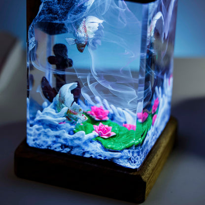 Koi Fish Resin Diorama Lamp