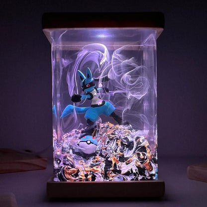 Lucario Pokemon Resin Epoxy Lamp, Night Light