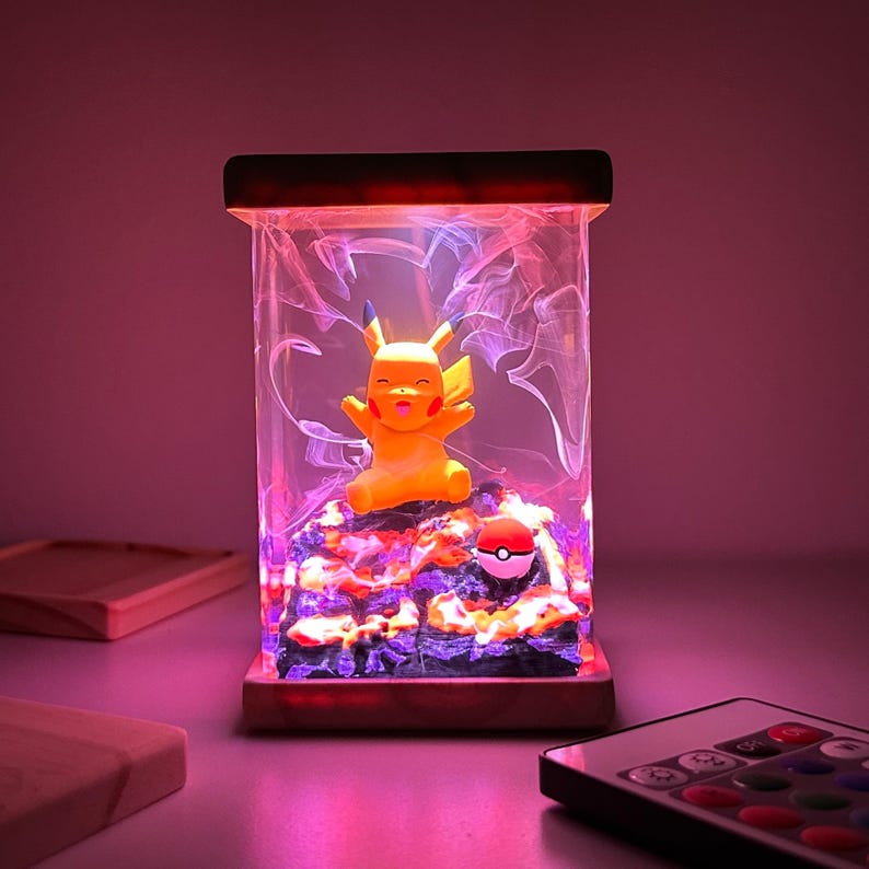 Cute Pikachu Pokemon Resin Epoxy Lamp, Night Light