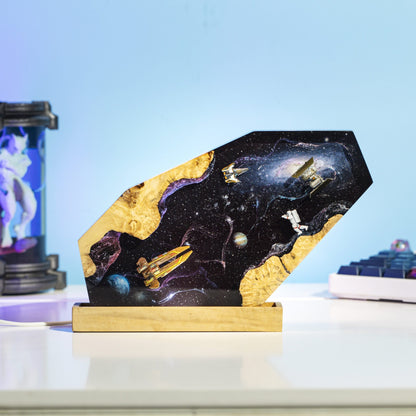 Spaceships & Astronaut in Interstellar Resin Lamp