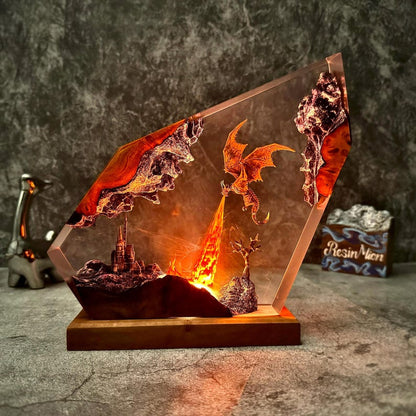 Fire Breath Dragon Resin Lamp