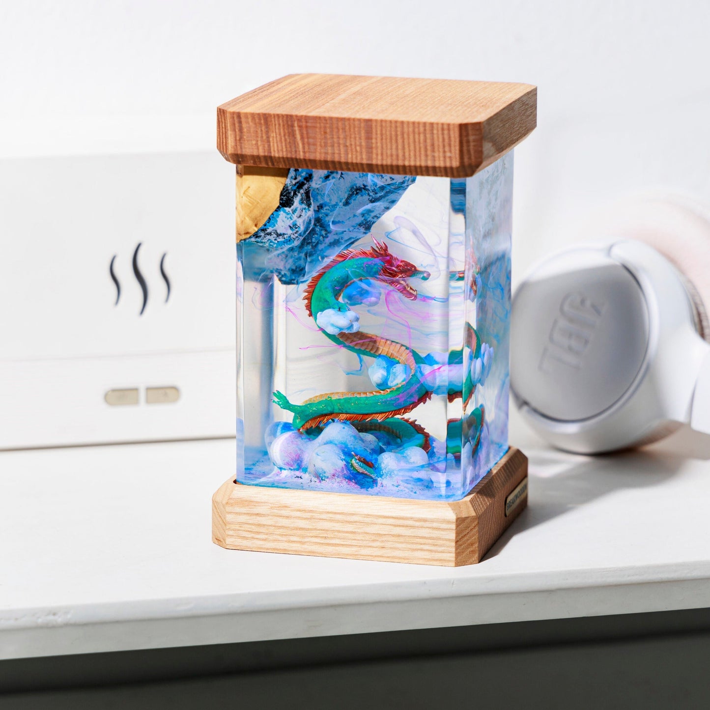 Mythology Blue Dragon Resin Lamp