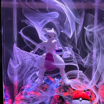 Mewtwo Pokemon Resin Epoxy Lamp, Night Light