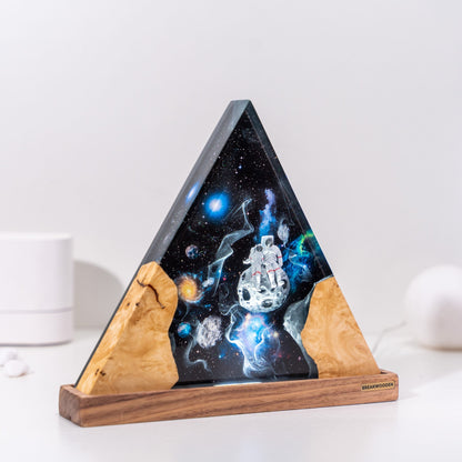 Astronauts in Galaxyspace Resin Lamp