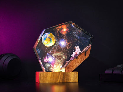 The EARTH and Astronaut Epoxy lamp