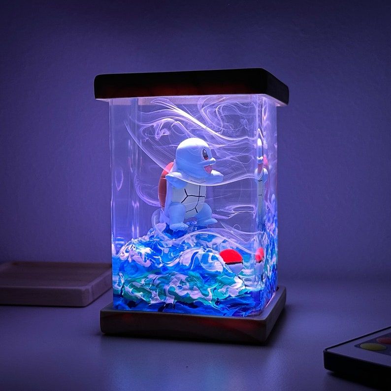 Squirtle Pokemon Resin Epoxy Lamp, Night Light