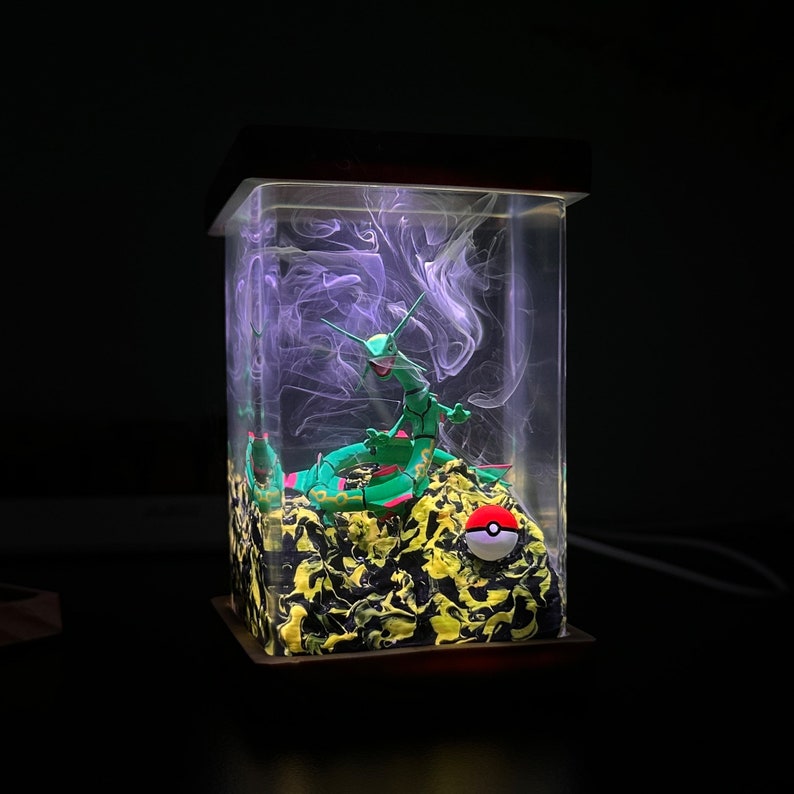 Rayquaza Pokemon Resin Epoxy Lamp, Night Light