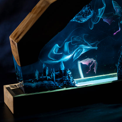 Magic Dragon Castle Resin Lamp