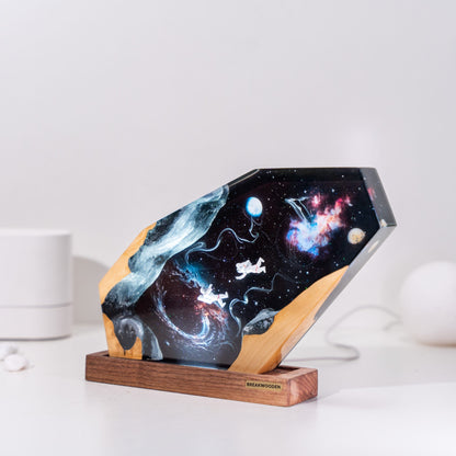 Interstellar Resin Lamp – Custom Night Light Hexagon