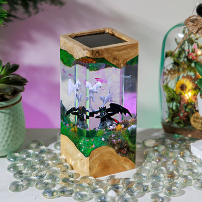 Black Dragon Resin Diorama Lamp