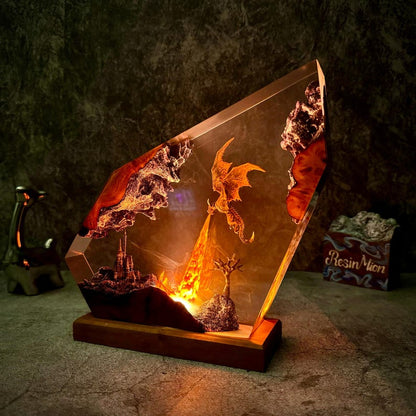 Fire Breath Dragon Resin Lamp