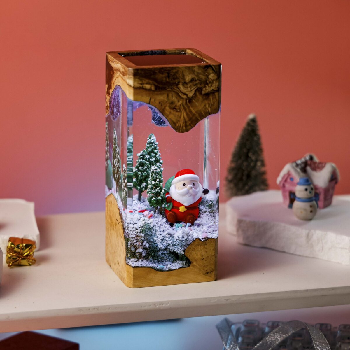 Christmas Snowman Santa Resin Lamp