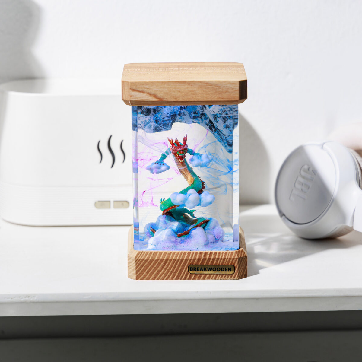 Mythology Blue Dragon Resin Lamp