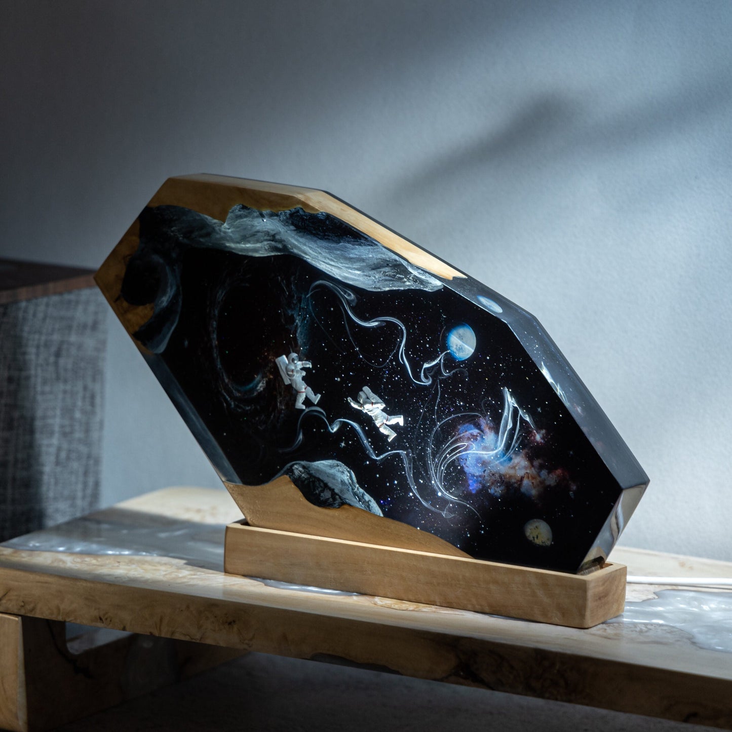 Interstellar Resin Lamp – Custom Night Light Hexagon